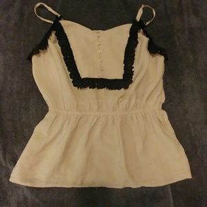 Tan and black blouse